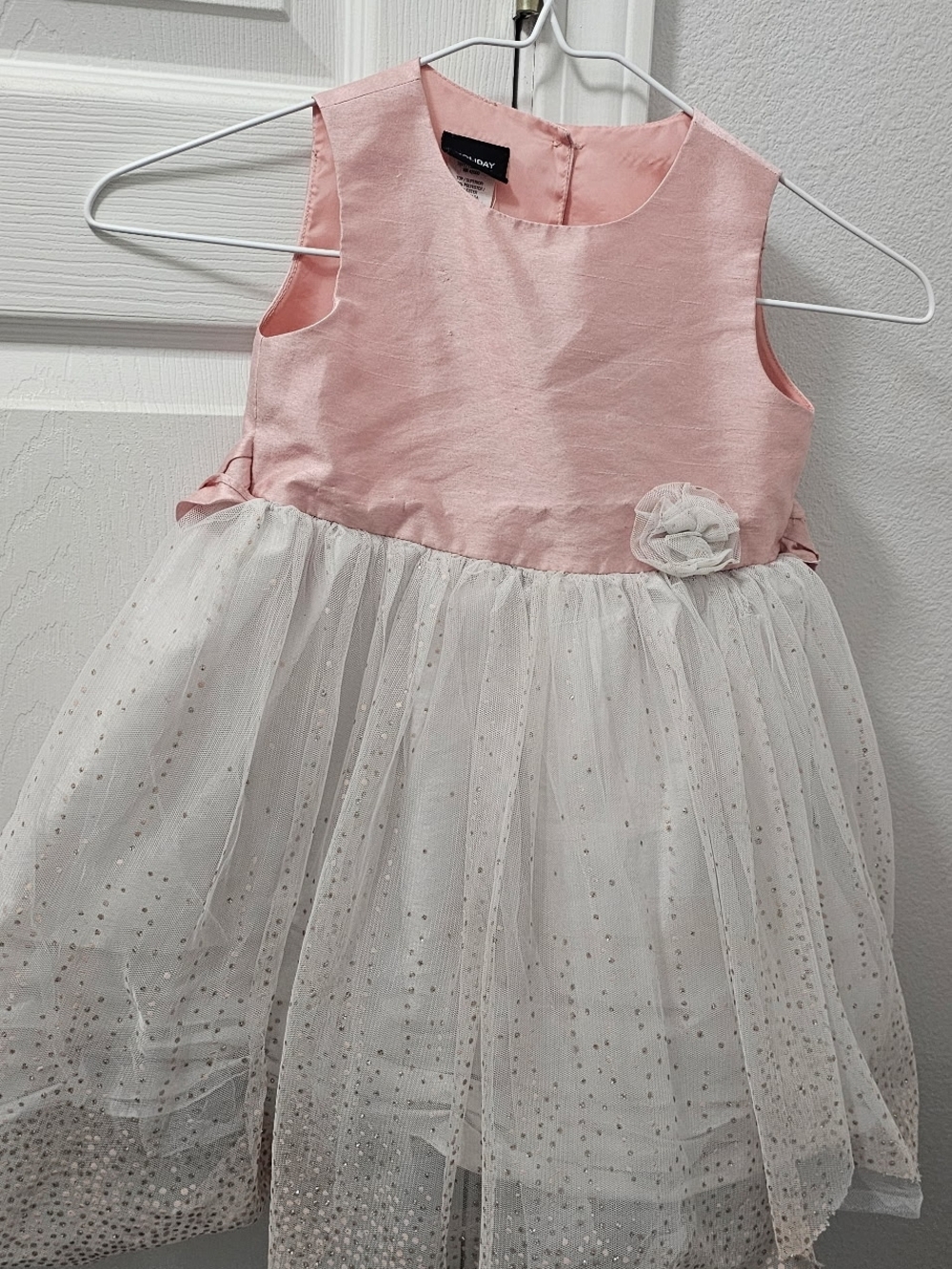Holiday Editions Pink and White Glitter Tulle Party Dress